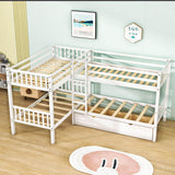 Twin L-Shaped Quad Bunk Bed with Storage - [Drawers, Ladder]