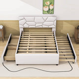 Full Size Upholstered Platform Bed with Trundle and Storage - [Drawers, Linen]