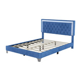 Modern Queen Size Upholstered Bed Frame with LED Lights and Headboard