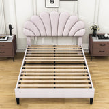 Modern Full Size Velvet Upholstered Platform Bed Frame with Headboard