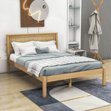 Wood Full Size Vintage Platform Bed Frame with Headboard