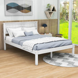 Wood Full Size Vintage Platform Bed Frame with Headboard
