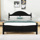 Traditional Queen Size Solid Wood Platform Bed Frame with Headboard