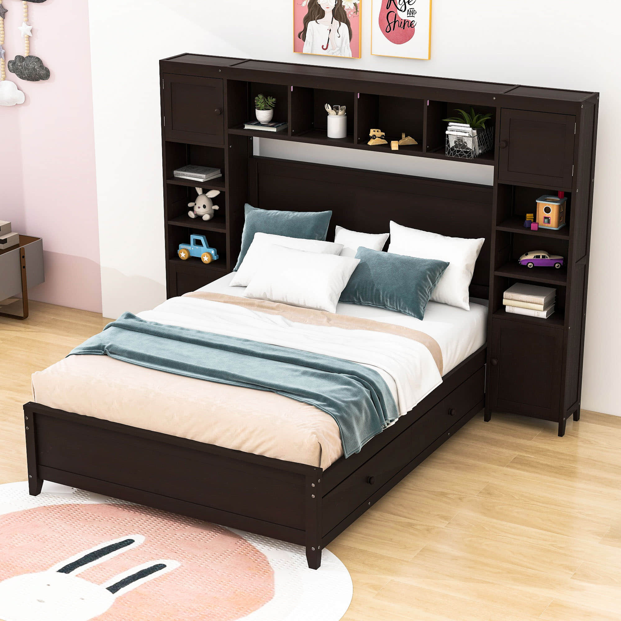 Smart Full Storage Bed Frame with Headboard and Charging Station