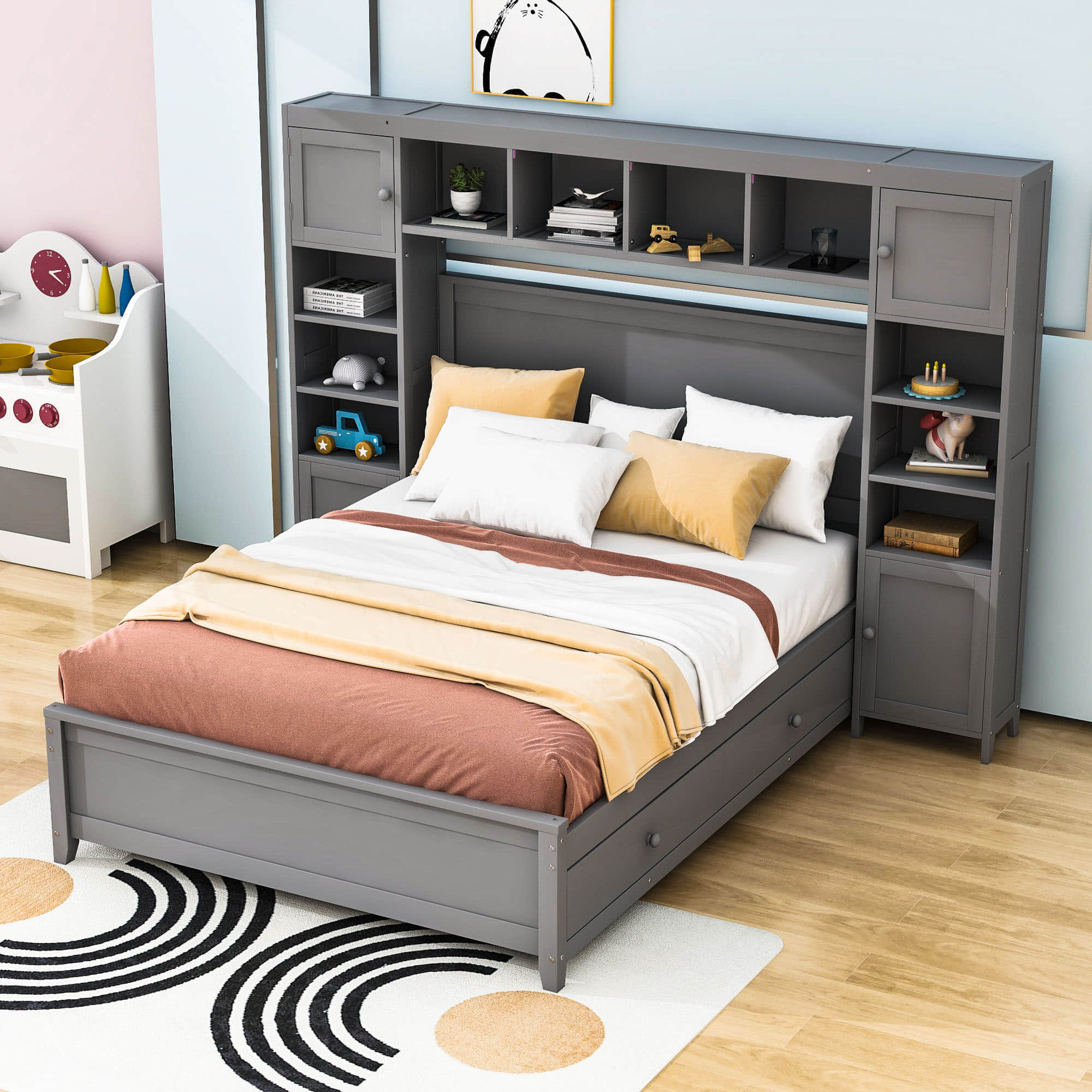 Smart Full Storage Bed Frame with Headboard and Charging Station