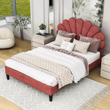 Modern Full Size Velvet Upholstered Platform Bed Frame with Headboard