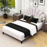 Modern Full Size Velvet Upholstered Platform Bed Frame with Headboard