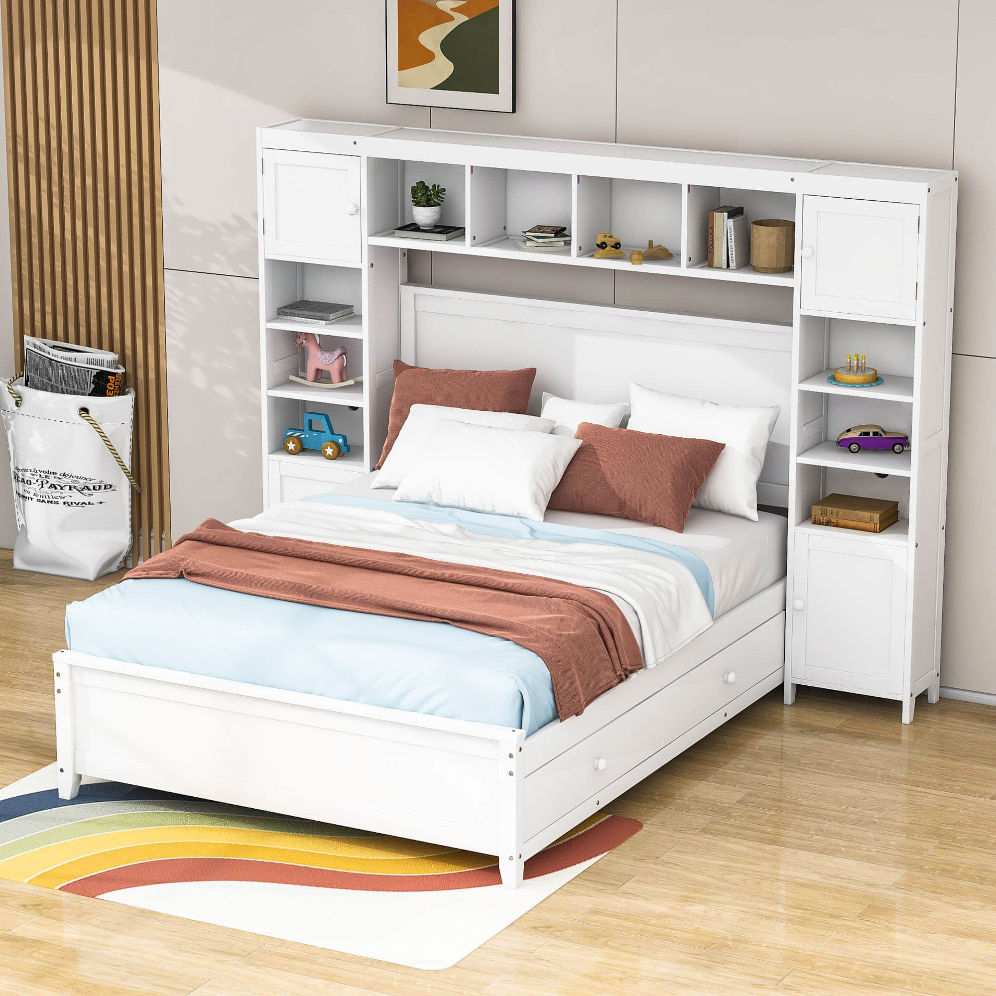 Smart Full Storage Bed Frame with Headboard and Charging Station