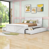 Queen Size Wooden Platform Bed with Headboard and Storage - [Drawers]