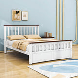 Wooden Queen Size Platform Bed Frame with Storage and Slat Headboard