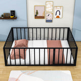 Montessori Full Size Metal Toddler Floor Bed with Rails for Kids