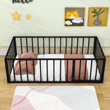 Montessori Twin Metal Toddler Floor Bed with Rails for Kids