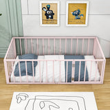 Montessori Twin Metal Toddler Floor Bed with Rails for Kids