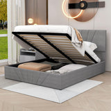 Upholstered Queen Size Platform Bed with Headboard and Hydraulic Storage System