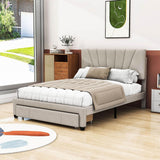 Modern Queen Size Velvet Upholstered Bed Frame with Headboard and Storage