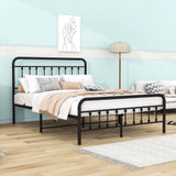 Vintage Queen Size Metal Bed Frame with Slats Headboard