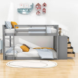 Low Full Over Full Bunk Beds for Kids, Toddlers with Storage - [Wood]