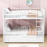 Full Over Full Bunk Beds with Storage Drawers for Kids - [Wood, Convertible, Small Room]