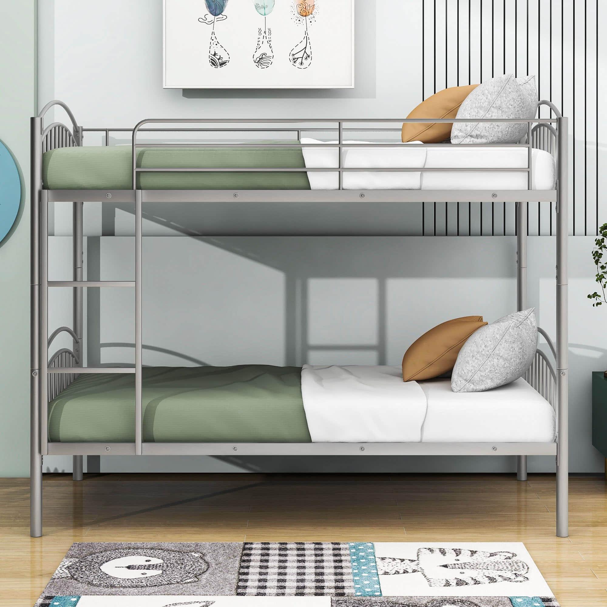 Convertible Twin Over Twin Bunk Beds for Kids, Adults - [Metal, Small Room]