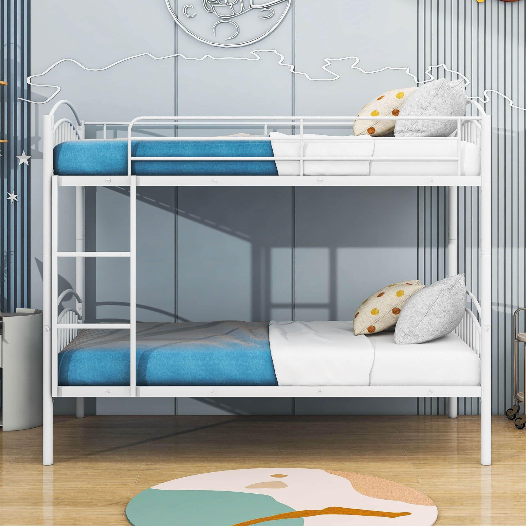 Convertible Twin Over Twin Bunk Beds for Kids, Adults - [Metal, Small Room]