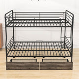 Convertible Metal Full XL Over Queen Bunk Beds with Storage Drawers