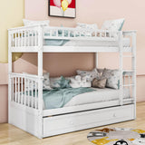 Twin Over Twin Convertible Bunk Bed with Twin Trundle - [Wooden]