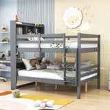 Solid Wood Convertible Full Over Full Bunk Beds with Bookcase Headboard