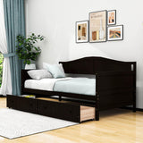 Wood Twin Daybed with Storage Drawers and Arch Back