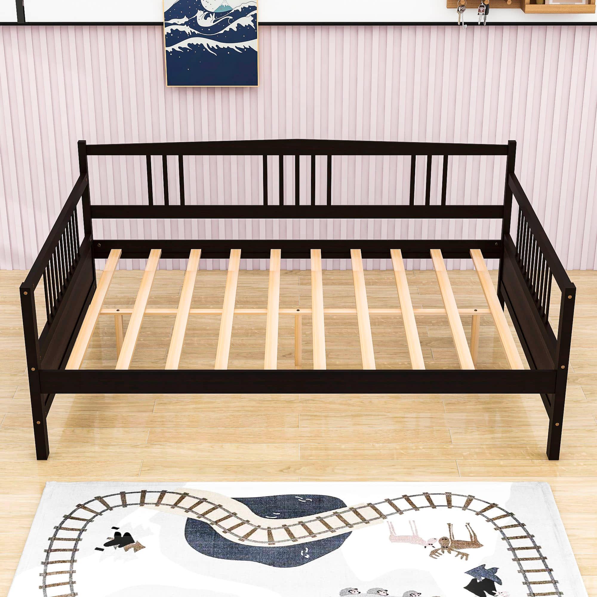 Wood Full / Double Size Daybed with Slat Back and Support Legs