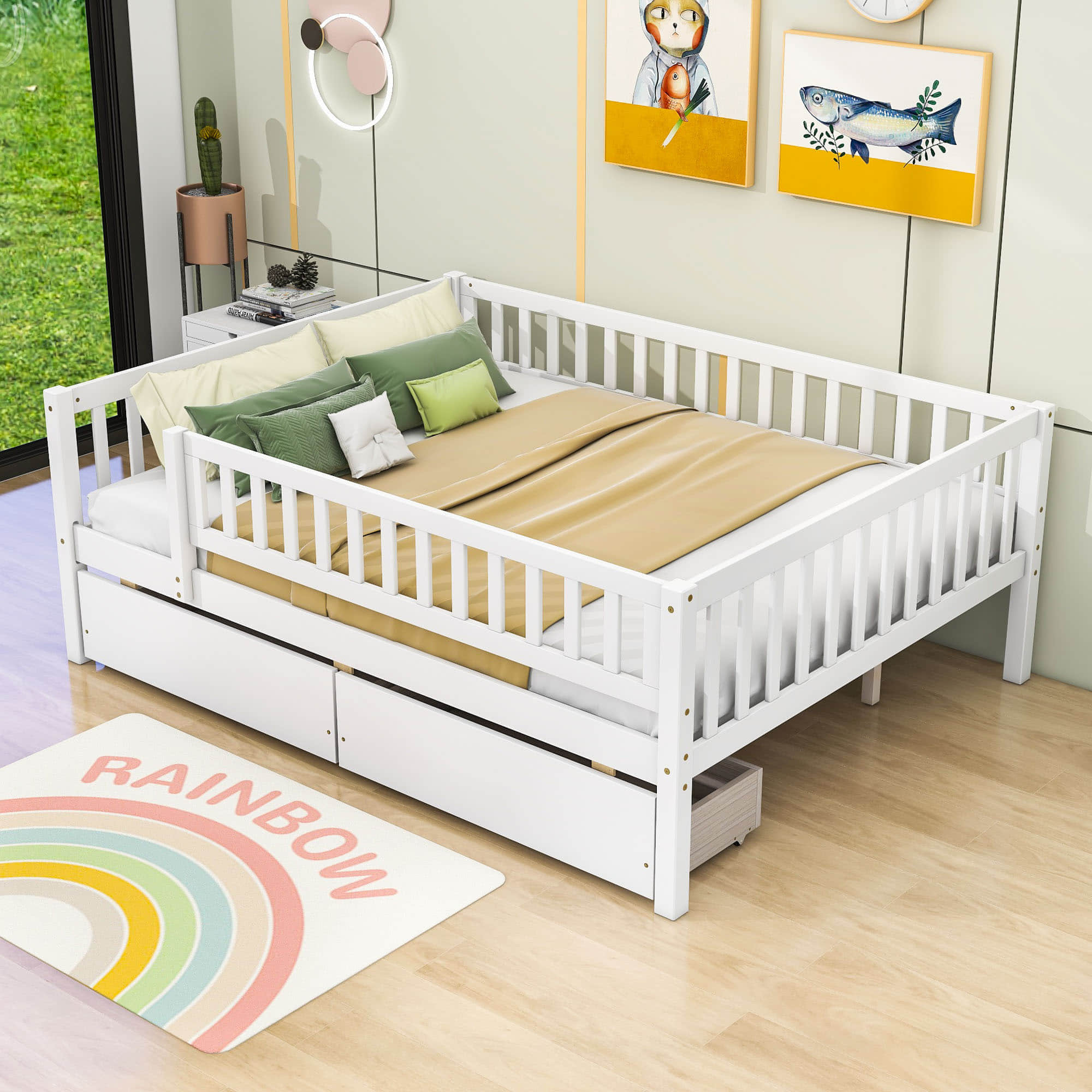 Full Size Toddler Nursery Daybed with Storage Drawers