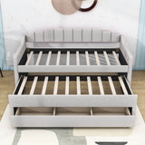 Twin Upholstered Daybed with Trundle and Storage - [Drawers, Linen]