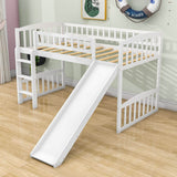 Low Twin Loft Bed with Slide for Kids - [Wood, Interchangeable]