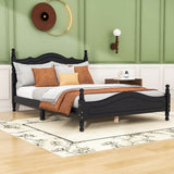 Traditional Full Size Low Profile Wood Platform Bed Frame with Headboard