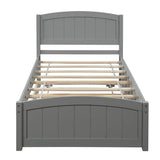 Twin Platform Bed Frame with Twin Trundle and Headboard