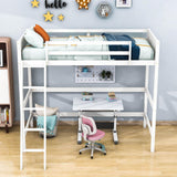 Solid Wood Twin Loft Bed with Interchangeable Ladder for Kids, Adults- [Medium]