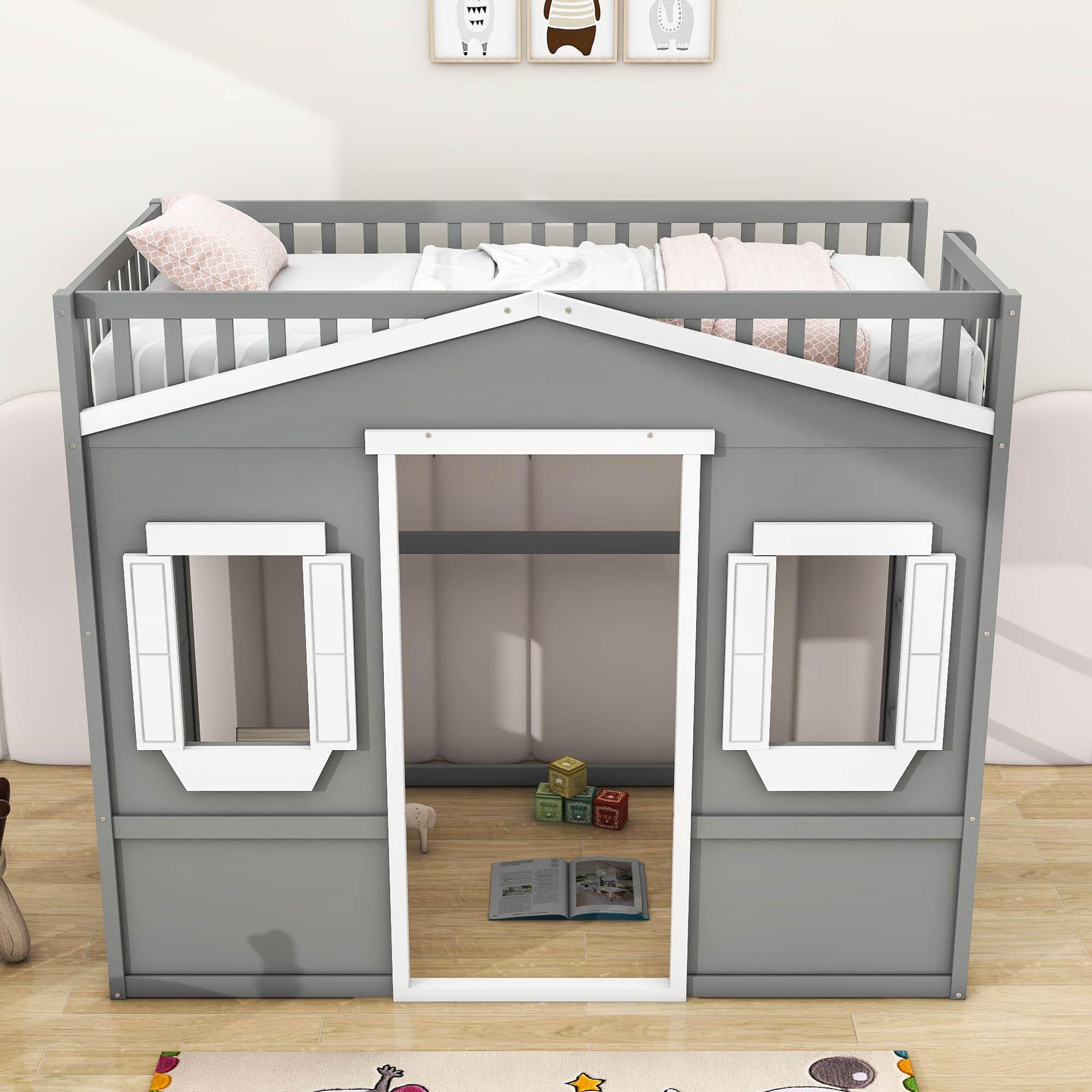 Sturdy Twin Size House Loft Bed for Girls and ,Boys - [Wooden]