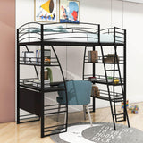 Metal Twin Loft Bed with Desk and Storage Shelves for Adults, Gamer