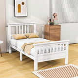 Wood Twin Platform Bed with Headboard and Footboard