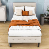 Modern Twin Size Upholstered Platform Bed with Under Bed Storage Drawers