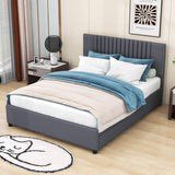 Upholstered Platform Queen Size Bed Frame with Storage and Twin XL Trundle - [Drawers, Headboard]