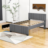 Full Size Upholstered Platform Bed with Trundle and Headboard