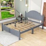 Traditional Queen Size Solid Wood Platform Bed Frame with Headboard