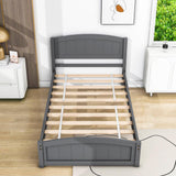 Wood Modern Classic Platform Bed with Headboard for Kids Adults