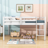 Kids Wooden Full Size Low Loft Bed - [Toddler, Boys, Girls]