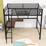 Metal Full Size Loft Bed with Desk and Storage Shelf for Adult, Jr - [Wood]