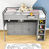 Twin Loft Bed with Desk and Storage for Kids, Teens - [Wooden]