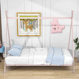 Twin Size Low Profile Metal Tent Montessori Bed Frame with Slats