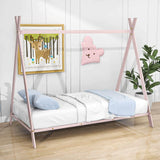 Twin Size Low Profile Metal Tent Montessori Bed Frame with Slats