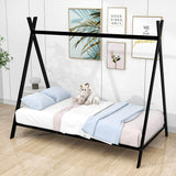 Twin Size Low Profile Metal Tent Montessori Bed Frame with Slats