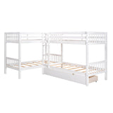 Twin L-Shaped Quad Bunk Bed with Storage - [Drawers, Ladder]